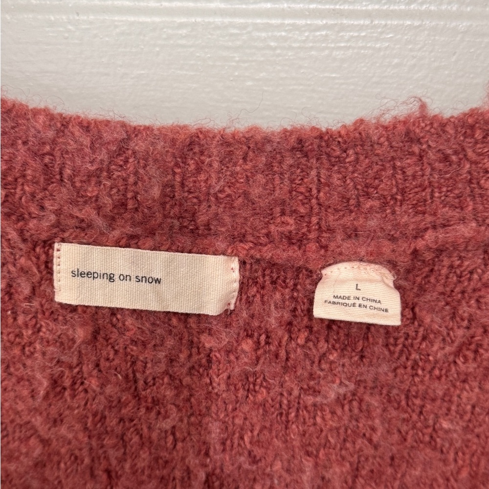 Anthropologie Pink V-Neck Sweater Plush Knit - Picture 3 of 3